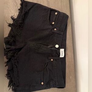 Pistola Black Distressed Denim Shorts
